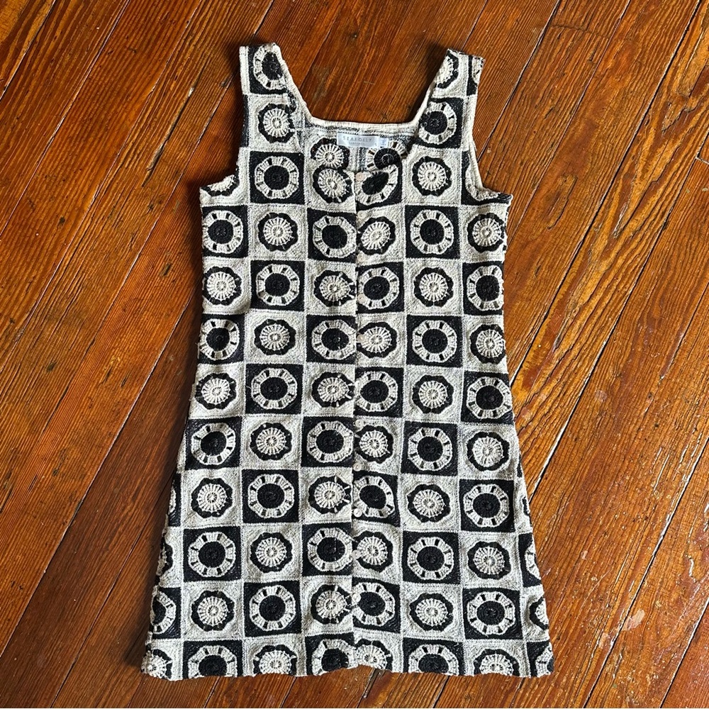 Anthropologie Seafolly Crochet Hipster Coverup Beach Mini Dress Black and Cream